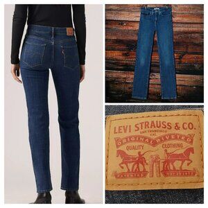 Levi's 314 Jeans Size 27 Shaping Straight Mid Rise Blue Denim Stretch